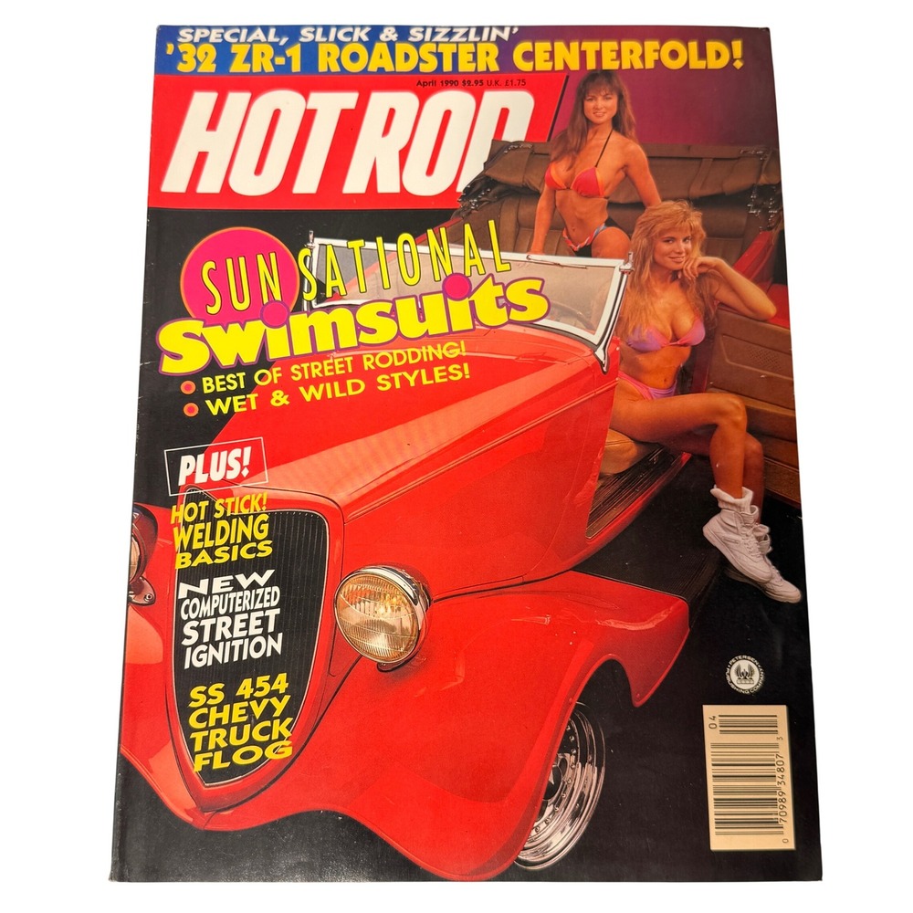 Hot Rod Magazine April 1990 32‎ ZR-1 Roadster Sunsational Swimsuits SS 454 Chevy